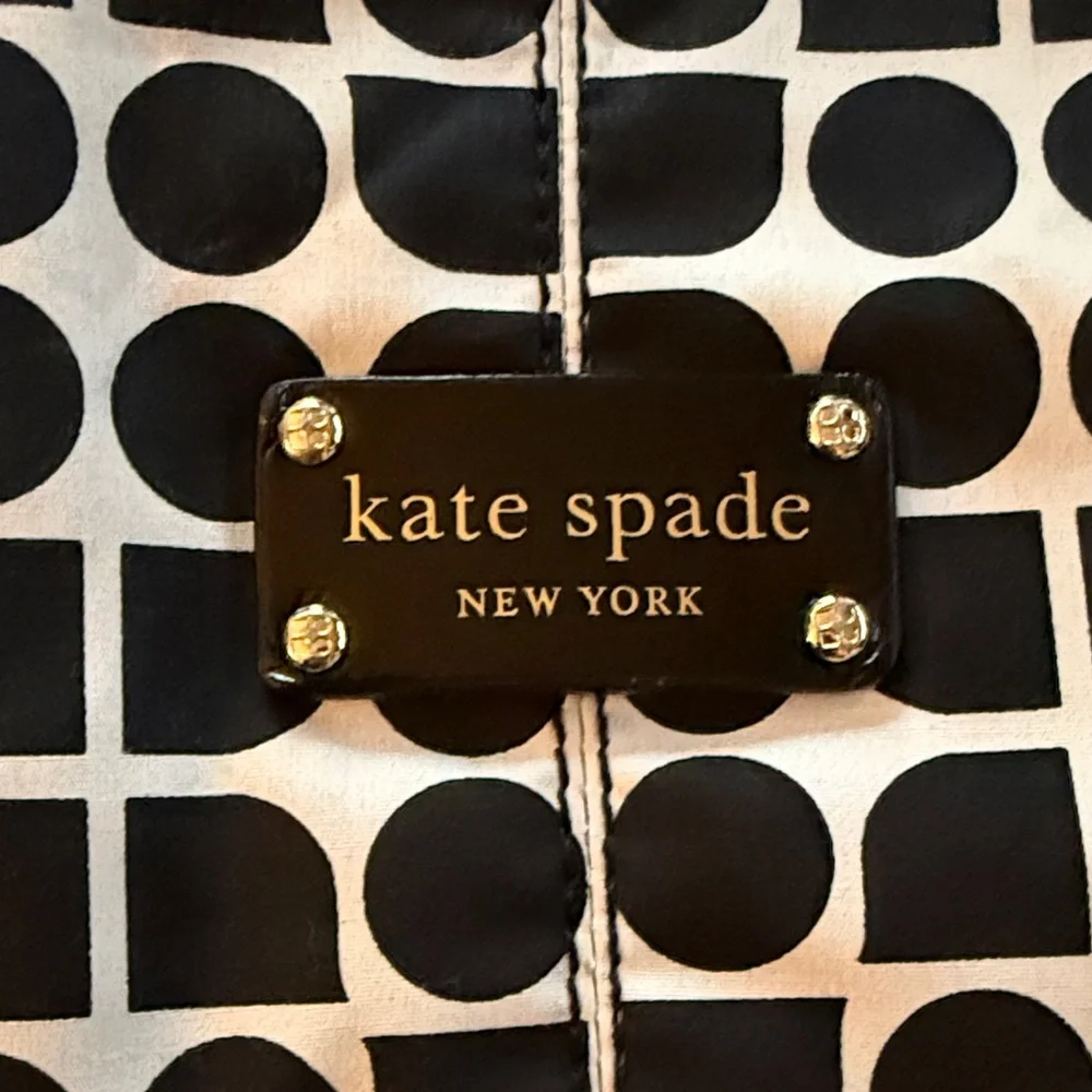 Kate Spade Black and White Patterned Baby Bag, crossbody with change mat